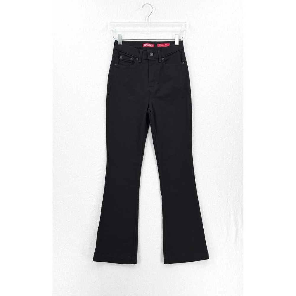 SPANX High Rise Flare Jeans Women 6 Regular Black Stretch Slimming Tummy Control - Picture 3 of 16